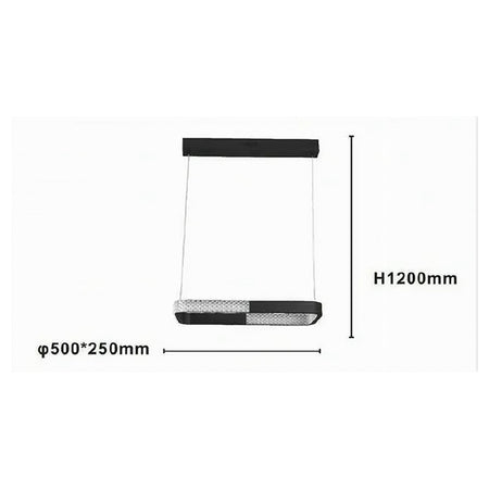 Lampadario A Sospensione Led 28w Rettangolare Nero Cristallo Con Telecomando 32071
