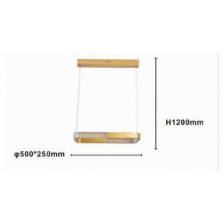 Lampadario A Sospensione Led 28w Rettangolare Oro Cristallo Con Telecomando 32088
