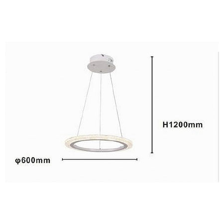 Lampadario A Sospensione Led 36 W Cerchio Anello Bianco Effetto Cristallo 31920