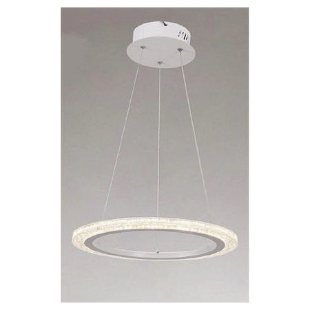 Lampadario A Sospensione Led 36 W Cerchio Anello Bianco Effetto Cristallo 31920