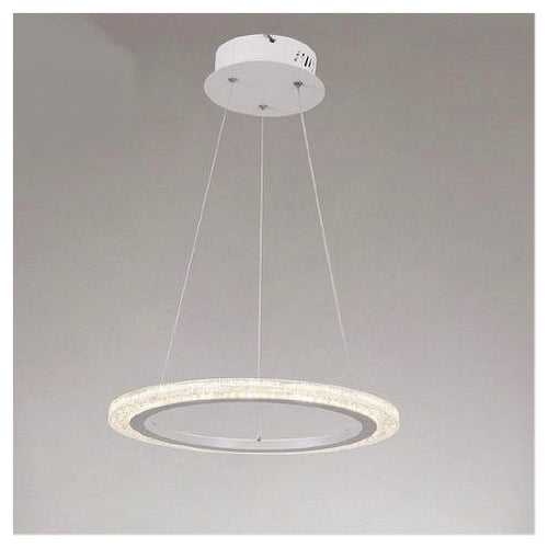 Lampadario A Sospensione Led 36 W Cerchio Anello Bianco Effetto Cristallo 31920