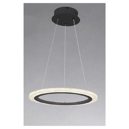 Lampadario A Sospensione Led 36 Watt Cerchio Anello Nero Effetto Cristallo 31937