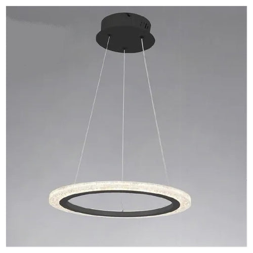 Lampadario A Sospensione Led 36 Watt Cerchio Anello Nero Effetto Cristallo 31937