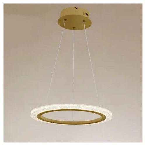 Lampadario A Sospensione Led 36 Watt Cerchio Anello Oro Effetto Cristallo 31944