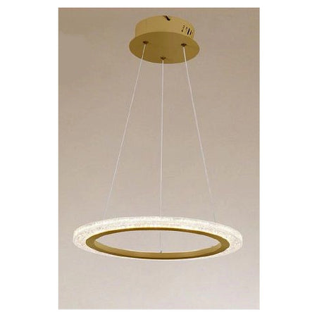 Lampadario A Sospensione Led 36 Watt Cerchio Anello Oro Effetto Cristallo 31944