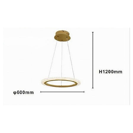 Lampadario A Sospensione Led 36 Watt Cerchio Anello Oro Effetto Cristallo 31944