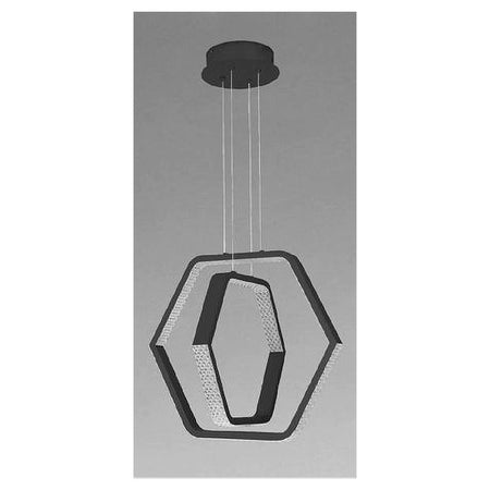 Lampadario A Sospensione Led 48 W Esagonale Effetto Cristallo Moderno Nero 31845