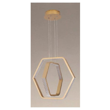 Lampadario A Sospensione Led 48 W Esagonale Effetto Cristallo Moderno Oro 31852