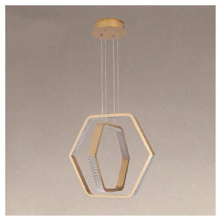 Lampadario A Sospensione Led 48 W Esagonale Effetto Cristallo Moderno Oro 31852