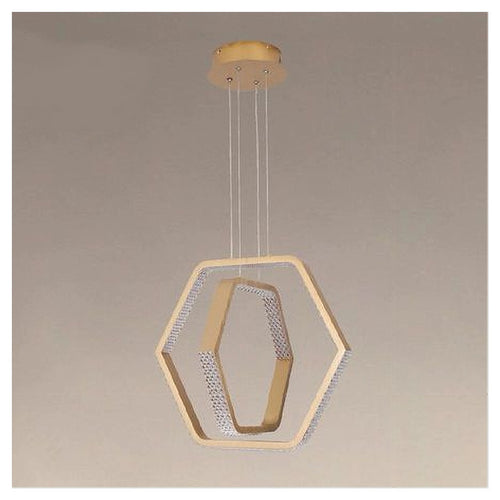 Lampadario A Sospensione Led 48 W Esagonale Effetto Cristallo Moderno Oro 31852