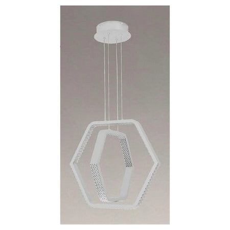 Lampadario A Sospensione Led 48w Esagonale Effetto Cristallo Moderno Bianco 31838