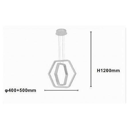 Lampadario A Sospensione Led 48w Esagonale Effetto Cristallo Moderno Bianco 31838