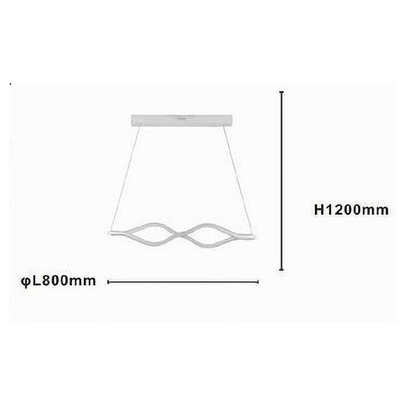 Lampadario A Sospensione Led 58 W Onda Infinito Cristallo Ondulato Bianco 32125