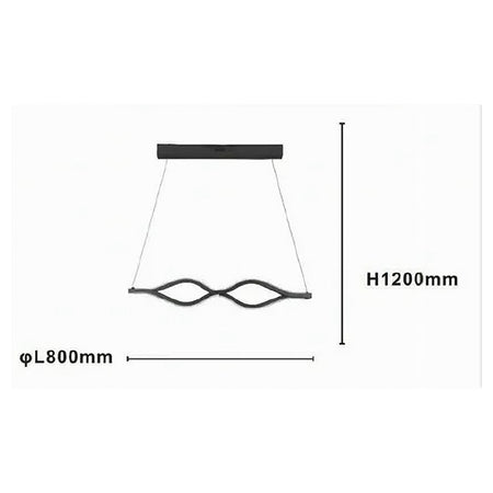 Lampadario A Sospensione Led 58 Watt Onda Infinito Cristallo Ondulato Nero 32132