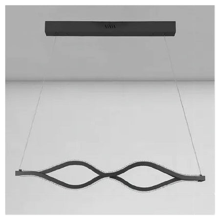 Lampadario A Sospensione Led 58 Watt Onda Infinito Cristallo Ondulato Nero 32132