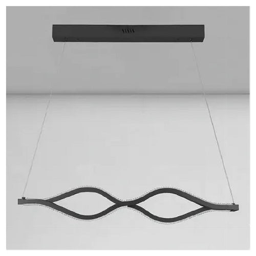 Lampadario A Sospensione Led 58 Watt Onda Infinito Cristallo Ondulato Nero 32132