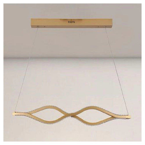 Lampadario A Sospensione Led 58 Watt Onda Infinito Cristallo Ondulato Oro 32149