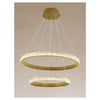 Lampadario A Sospensione Led 60w 2 Cerchi Anelli Cristallo Telecomando Oro 31975