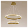 Lampadario A Sospensione Led 60w 2 Cerchi Anelli Cristallo Telecomando Oro 31975