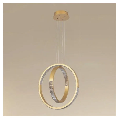 Lampadario A Sospensione Led 64 W Circolare Effetto Cristallo Moderno Oro 32170