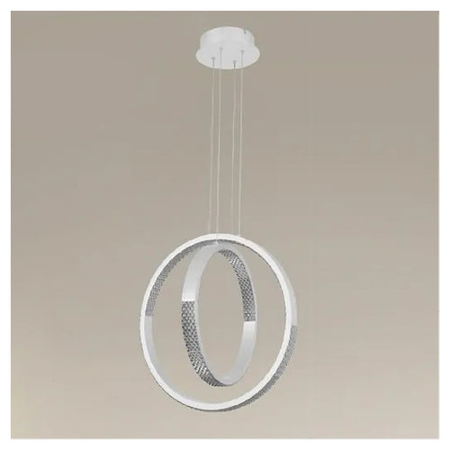 Lampadario A Sospensione Led 64w Circolare Effetto Cristallo Moderno Bianco 32156