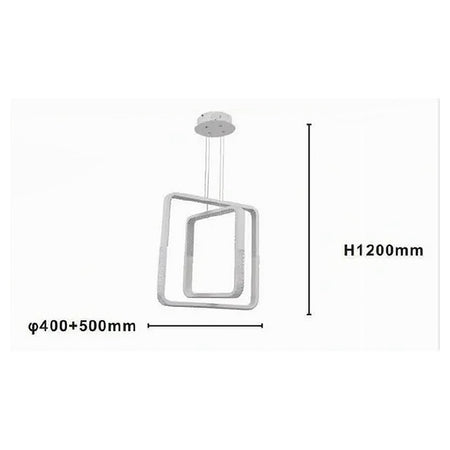 Lampadario A Sospensione Led 64w Quadrati Effetto Cristallo Moderno Bianco 32187