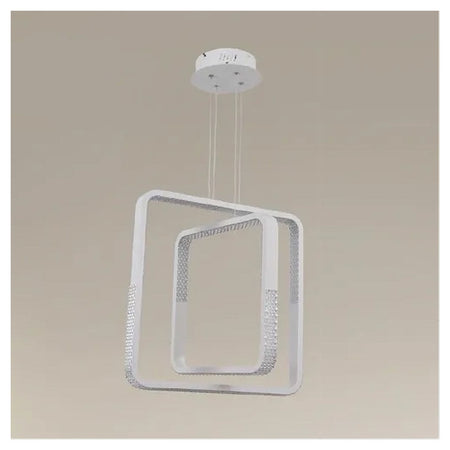 Lampadario A Sospensione Led 64w Quadrati Effetto Cristallo Moderno Bianco 32187
