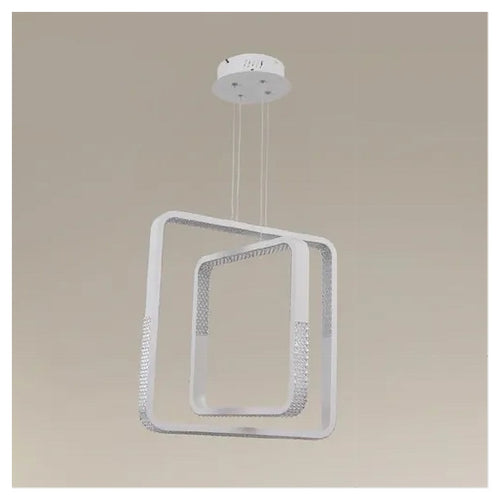 Lampadario A Sospensione Led 64w Quadrati Effetto Cristallo Moderno Bianco 32187