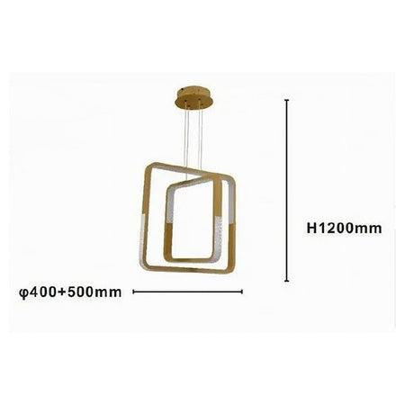 Lampadario A Sospensione Led 64watt Quadrati Effetto Cristallo Moderno Oro 32200