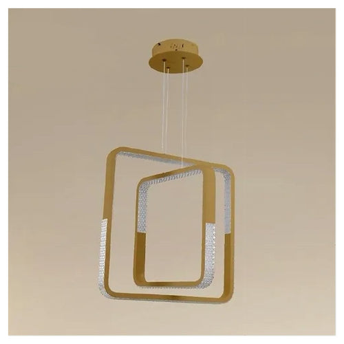 Lampadario A Sospensione Led 64watt Quadrati Effetto Cristallo Moderno Oro 32200