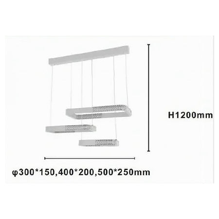 Lampadario A Sospensione Led 68w 3 Rettangoli Cristallo Telecomando Bianco 32095