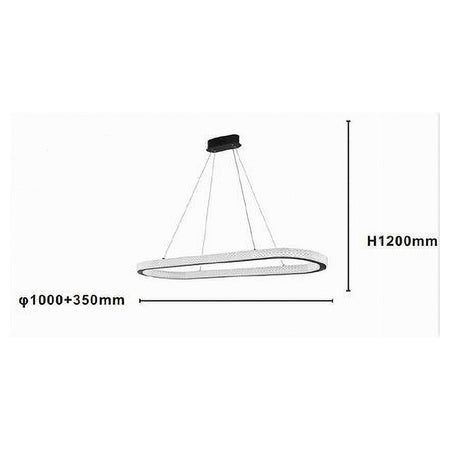 Lampadario A Sospensione Led 82 W Ovale Lampada Orizzontale Cristallo Nero 31982
