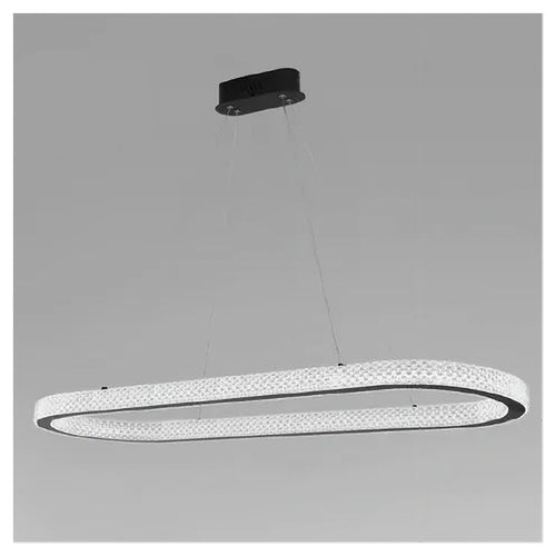 Lampadario A Sospensione Led 92 W Ovale Lampada Orizzontale Cristallo Nero 31999