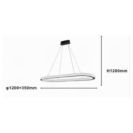 Lampadario A Sospensione Led 92 W Ovale Lampada Orizzontale Cristallo Nero 31999