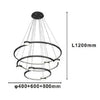 Lampadario A Sospensione Led 96w 3 Cerchi Con Telecomando Design Moderno Nero 71156