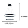 Lampadario A Sospensione Led Moderno Doppio Cerchio Nero 58w Con Telecomando 31876