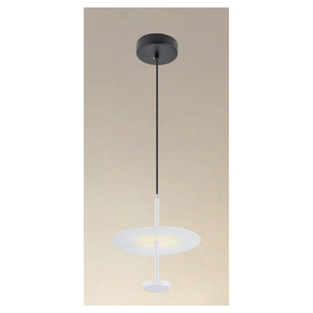 Lampadario A Sospensione Luce 4000k Led 12w Disco Paralume Piatto Bianco Rotondo 33092