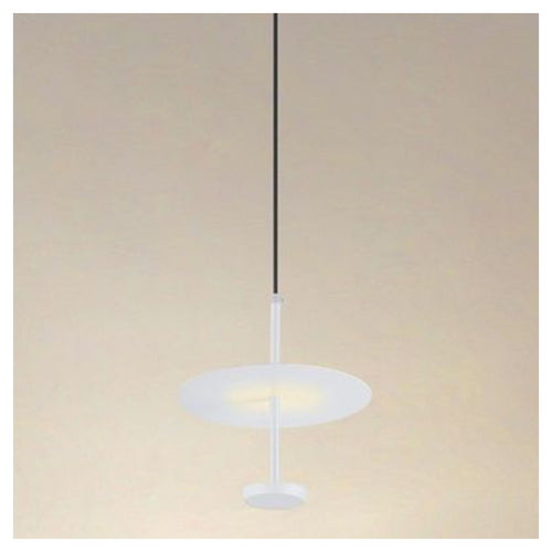 Lampadario A Sospensione Luce 4000k Led 12w Disco Paralume Piatto Bianco Rotondo 33092