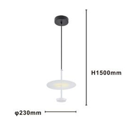 Lampadario A Sospensione Luce 4000k Led 12w Disco Paralume Piatto Bianco Rotondo 33092