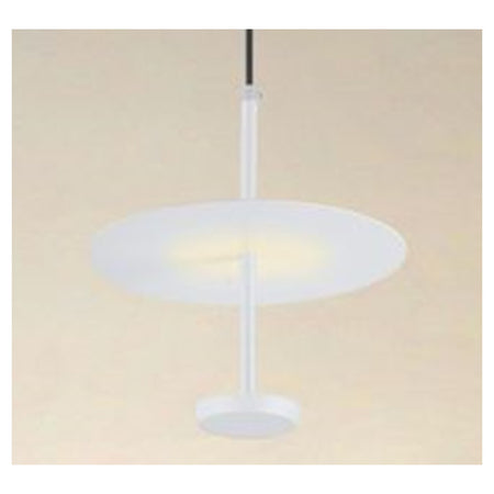 Lampadario A Sospensione Luce 4000k Led 12w Disco Paralume Piatto Bianco Rotondo 33092