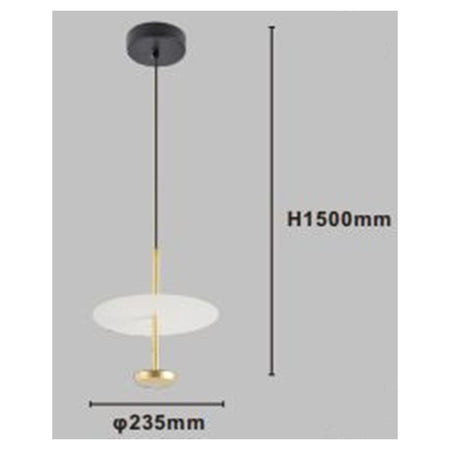 Lampadario A Sospensione Luce 4000k Led 12w Disco Paralume Piatto Oro Rotondo 33139