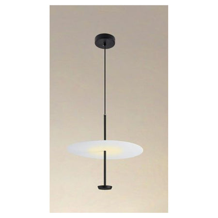 Lampadario A Sospensione Luce 4000k Led 18w Disco Paralume Piatto Bianco Nero Tondo 33177