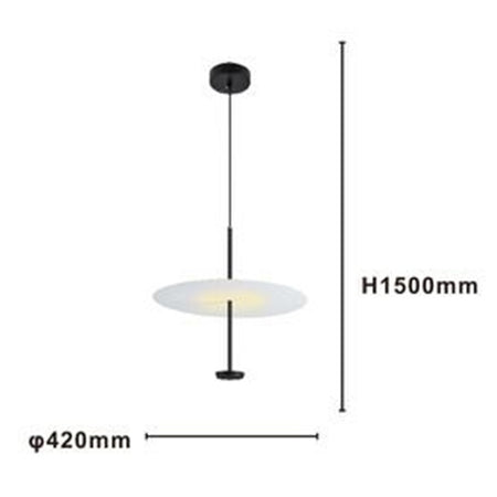 Lampadario A Sospensione Luce 4000k Led 18w Disco Paralume Piatto Bianco Nero Tondo 33177