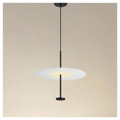 Lampadario A Sospensione Luce 4000k Led 18w Disco Paralume Piatto Bianco Nero Tondo 33177