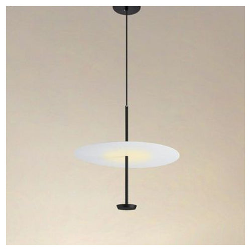 Lampadario A Sospensione Luce 4000k Led 18w Disco Paralume Piatto Bianco Nero Tondo 33177