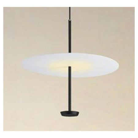 Lampadario A Sospensione Luce 4000k Led 18w Disco Paralume Piatto Bianco Nero Tondo 33177