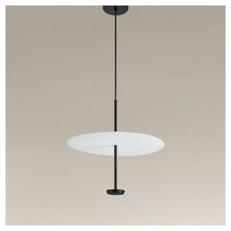 Lampadario A Sospensione Luce 6500k Led 18w Disco Paralume Piatto Bianco Nero Tondo 33184