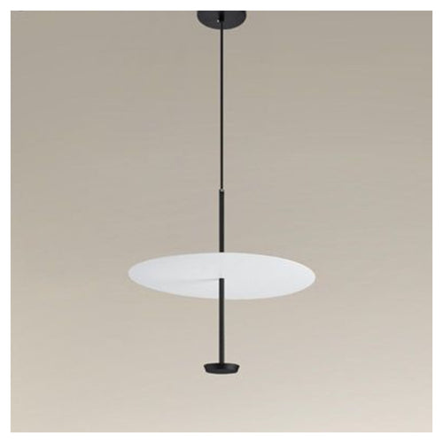 Lampadario A Sospensione Luce 6500k Led 18w Disco Paralume Piatto Bianco Nero Tondo 33184