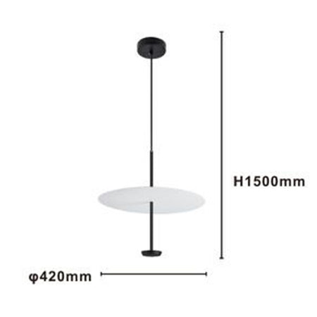Lampadario A Sospensione Luce 6500k Led 18w Disco Paralume Piatto Bianco Nero Tondo 33184
