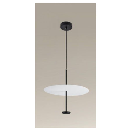 Lampadario A Sospensione Luce 6500k Led 18w Disco Paralume Piatto Bianco Nero Tondo 33184